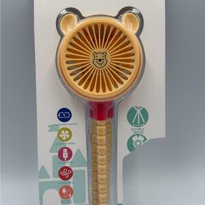 Disney Yellow Bear Handheld Fan with Pink Handle